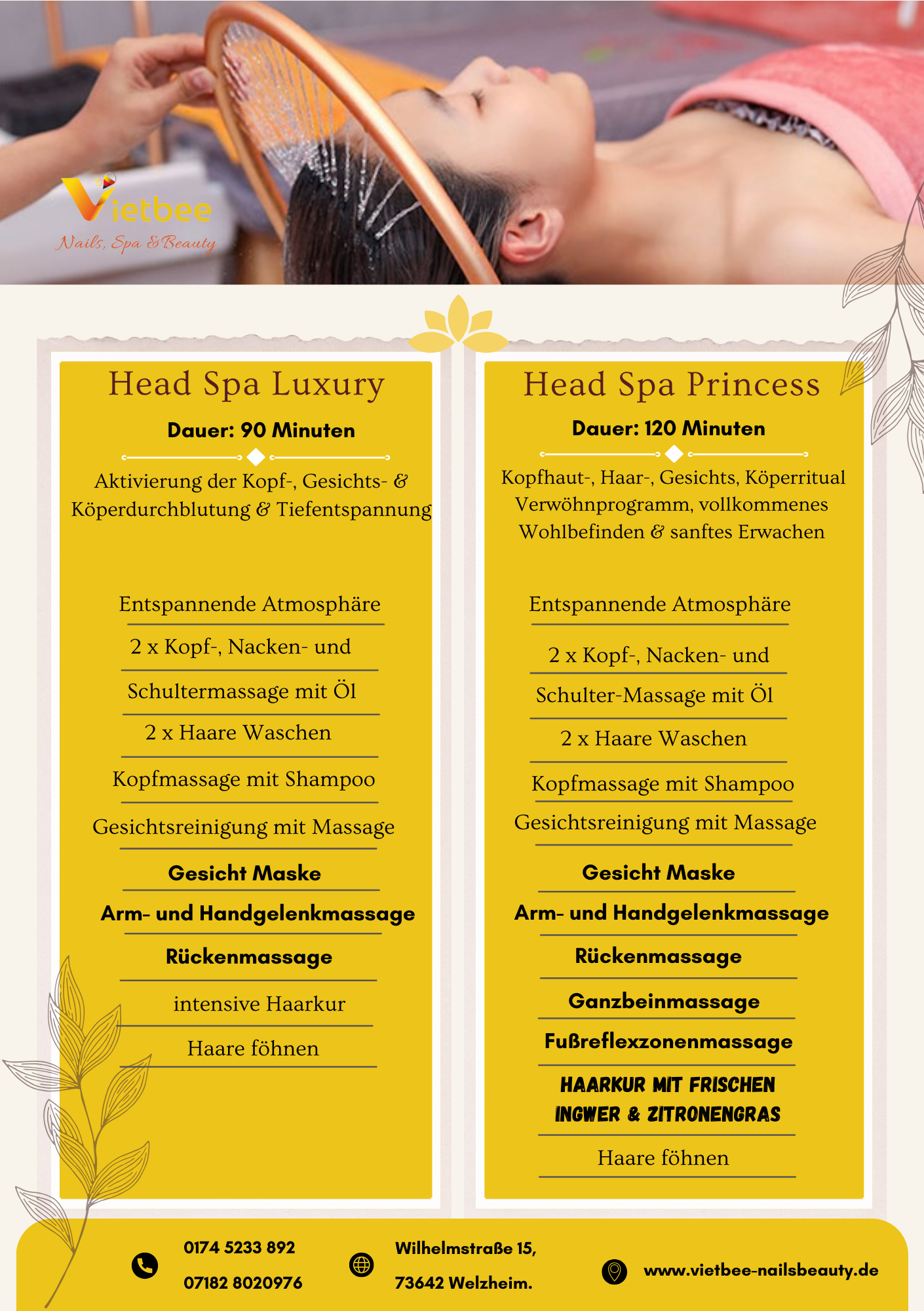 Head Spa Luxury & Princess Behandlungen